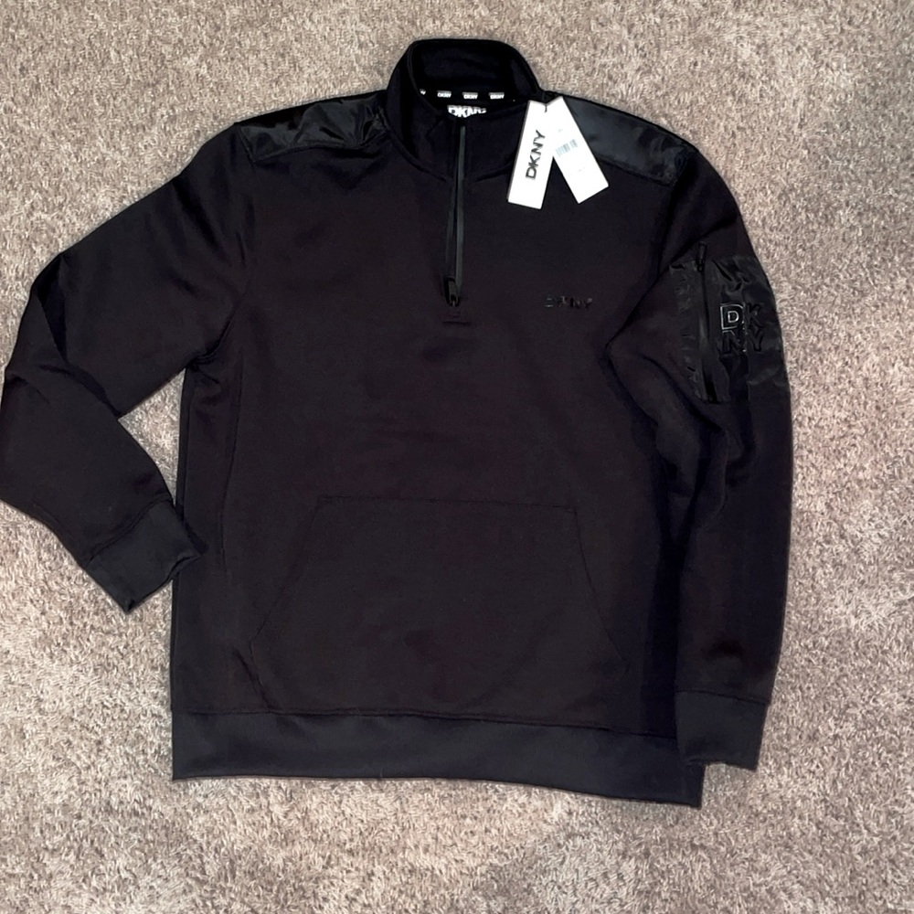 NWT black DKNY half zip sweatshirt size large